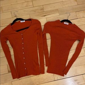 Reverse Top Cardigan Set Sz S